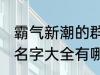 霸气新潮的群名字大全 霸气新潮的群名字大全有哪些