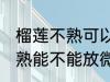 榴莲不熟可以放微波炉加热吗 榴莲不熟能不能放微波炉加热