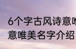 6个字古风诗意唯美名字 6个字古风诗意唯美名字介绍